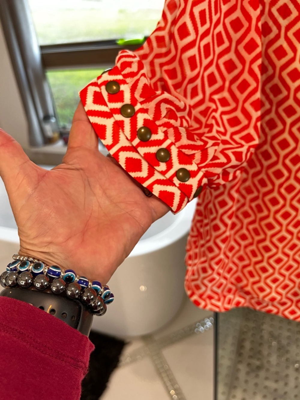 Orange Geometric Print Women's Tunic Top - Picture 4 of 4